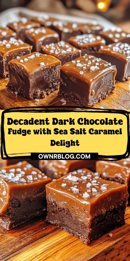 Satisfy your sweet cravings with this irresistible Dark Chocolate Fudge with Sea Salt Caramel! This decadent dessert combines rich dark chocolate and luxurious sea salt caramel for a perfect sweet-savory balance. Whether for a special occasion or a simple treat, this recipe is a game-changer. Follow our step-by-step guide to create a stunning dessert that delights both the palate and the eye. Indulge responsibly! #DessertGoals #ChocolateFudge #SweetTreats #BakingLove #HomemadeGoodness