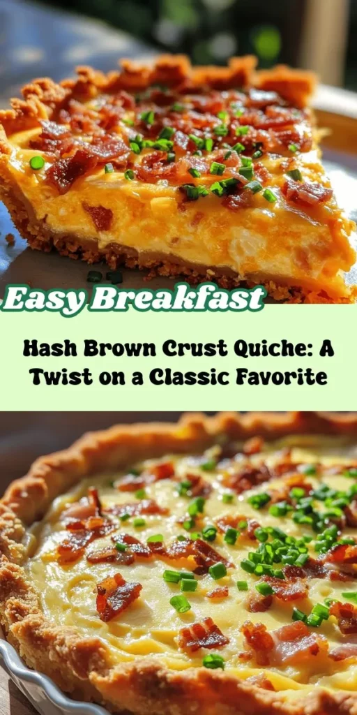 Discover the delicious twist of Hash Brown Crust Bacon and Cheddar Quiche, a versatile dish that’s perfect for breakfast, brunch, or dinner. With a crispy hash brown base and a rich filling of creamy cheese and savory bacon, this quiche elevates traditional flavors in an unforgettable way. Learn how to craft this comforting recipe with easy-to-follow steps and tips for customization. Impress your guests or enjoy it as a hearty meal at home. Dive into the world of quiche-making and unleash your culinary creativity!