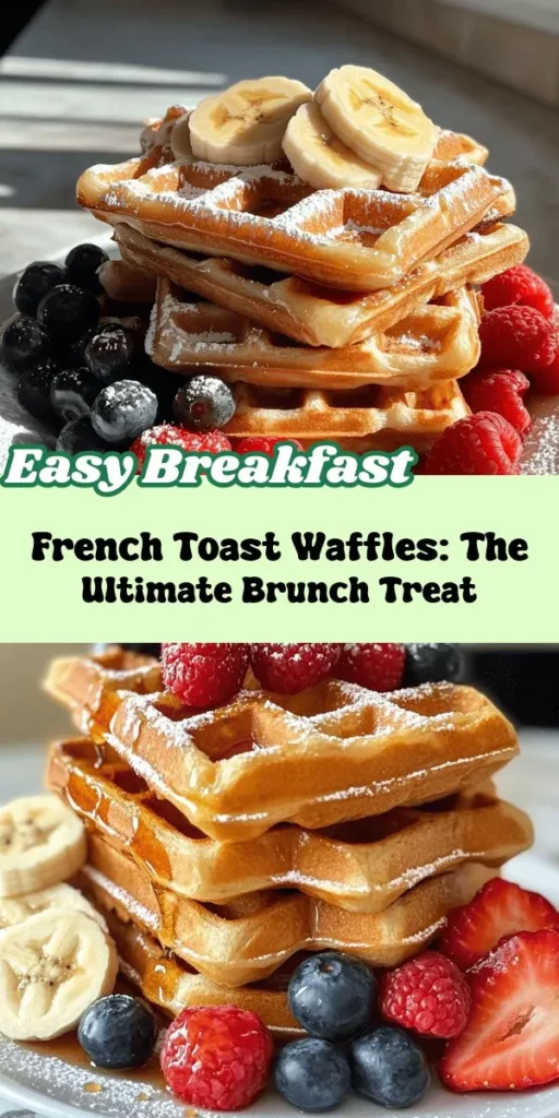 Elevate your brunch game with this delicious French Toast Waffles Delight! This innovative twist combines the beloved flavors of French toast with the unique texture of waffles, offering a delightful brunch experience for everyone. With simple ingredients like eggs, milk, and vanilla, you can create a fluffy, golden treat that's perfect for any occasion. Customize it with your favorite toppings, from fresh fruits to a drizzle of maple syrup, and bring a burst of flavor to your table. Perfect for both novice cooks and seasoned chefs, this recipe is a must-try for a satisfying breakfast or brunch. Get ready to impress your family and guests with this scrumptious delight!