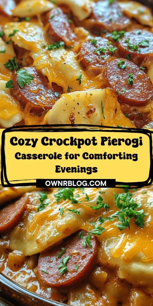 Discover the warmth and nostalgia of the Cozy Crockpot Pierogi Casserole with Kielbasa—a hearty, comforting meal perfect for family gatherings or chilly nights. This simple slow-cooker recipe combines savory kielbasa, creamy frozen pierogies, tangy sauerkraut, and melted cheddar cheese for a delightful burst of flavors. With easy preparation and flexible ingredient options to cater to dietary needs, it's a dish that your loved ones will cherish. Perfect for busy cooks who want to serve a homemade meal without the hassle, this casserole is sure to warm your soul and tantalize your taste buds. Get ready to bring a taste of Eastern European comfort right to your dinner table!