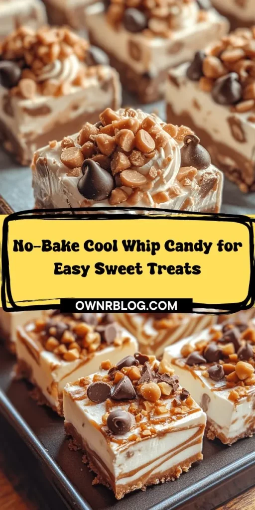 Craving something sweet and easy? Try making Easy Cool Whip Candy! This no-bake treat combines creamy Cool Whip, rich peanut butter, and sweet powdered sugar to create a delightful candy loved by all ages. Perfect for holidays, parties, or a simple snack, this recipe is simple to prepare and can be customized with your favorite mix-ins like chocolate chips or nuts. Get ready to impress family and friends with this quick and tasty dessert that’s sure to satisfy your sweet tooth! Explore the recipe and let your creativity shine in the kitchen!