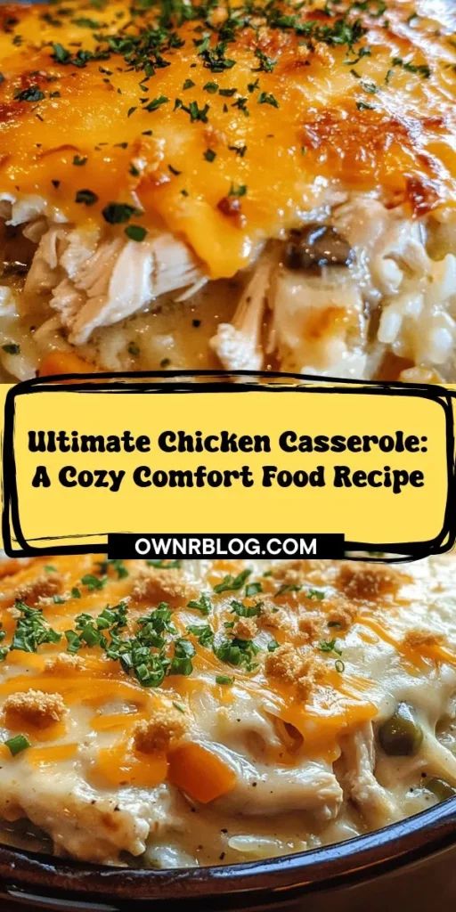 Dive into the world of ultimate comfort food with this delicious chicken casserole recipe! Bursting with tender chicken, creamy sauce, and a crunchy topping, this dish is sure to warm your heart and bring back fond family memories. Perfect for weeknight dinners or special occasions, learn how to prepare this classic and enjoy the versatility it offers. Discover tips, variations, and serving suggestions to make it your own! #ComfortFood #ChickenCasserole #HomeCooking #RecipeIdeas #DinnerInspo #FamilyMeals