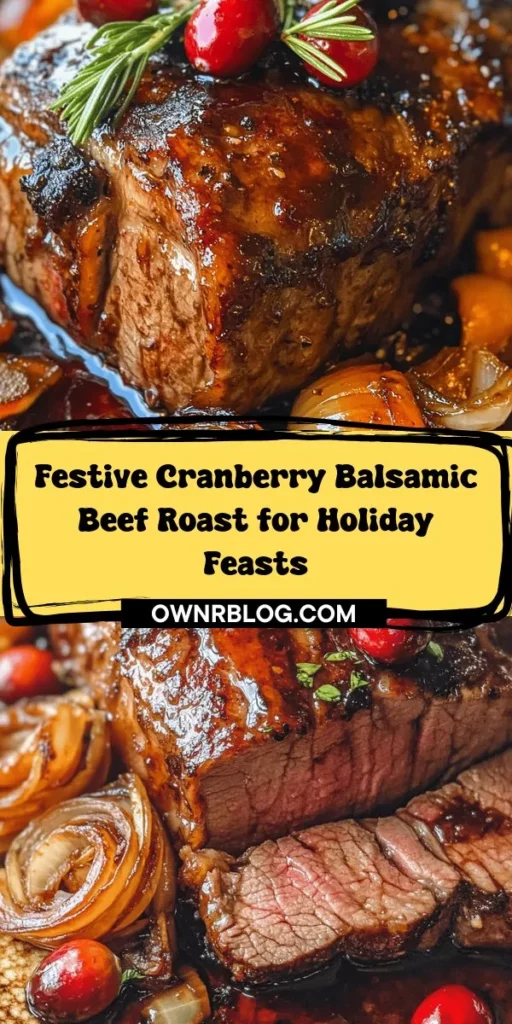 Elevate your holiday gatherings with a stunning Cranberry Balsamic Glazed Beef Roast! This mouthwatering dish combines the rich flavors of tender beef with the sweet and tangy notes of cranberry and balsamic vinegar, creating a beautiful centerpiece that's perfect for Thanksgiving or Christmas feasts. The glossy glaze adds elegance, while fresh herbs and aromatics enhance the flavor profile. Follow our step-by-step guide to marinating, searing, and slow roasting for juicy perfection. Impress your guests and create lasting memories with this delicious recipe that embodies the warmth of the season!