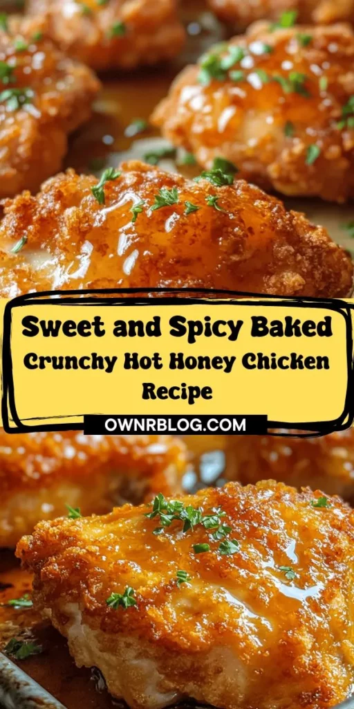 Discover the mouthwatering Baked Crunchy Hot Honey Chicken that's perfect for any occasion! This recipe offers a delightful combo of crispy chicken thighs, a tantalizing sweet and spicy hot honey glaze, and a healthier baked approach. Ideal for family dinners or gatherings, every bite is a juicy explosion of flavor. Try serving it with creamy coleslaw or roasted veggies for a well-rounded meal. Get ready to impress your guests! #BakedChicken #HotHoney #HealthyRecipes #DinnerIdeas #YummyFood