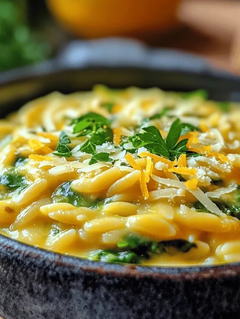 Welcome to the delightful world of One-Pot Creamy Spinach Parmesan Orzo! This dish is a perfect blend of comfort and nutrition, making it a favorite for busy weeknights and casual gatherings alike. With its creamy texture and savory flavors, it promises to satisfy your cravings while being easy on your schedule. The best part? It all comes together in just one pot, saving you time on both cooking and cleanup.