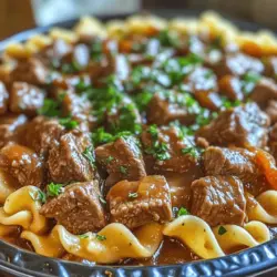 When the chill of winter settles in or life’s stresses begin to pile up, there’s nothing quite like a hearty, comforting meal to lift your spirits and warm your soul. Enter the Comforting Crockpot Beef Tips & Noodles—a dish that encapsulates the essence of comfort food. This recipe marries tender beef with rich, savory flavors, all wrapped up in the satisfaction of egg noodles. It’s the perfect concoction that not only nourishes the body but also provides that much-needed emotional balm after a long day.