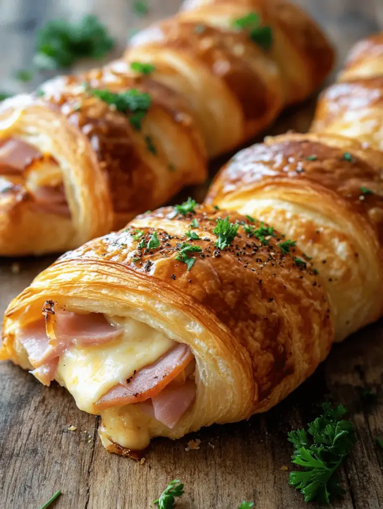 Are you ready to elevate your snacking game with a delicious twist on a classic favorite? The Ham and Cheese Croissant Rolls Delight is a delightful recipe that seamlessly combines the flaky goodness of buttery croissant dough with the savory richness of ham and cheese. This dish is perfect for breakfast, brunch, or even as a quick snack during a busy day. Imagine the aroma of fresh-baked croissants wafting through your home, enticing family and friends alike.