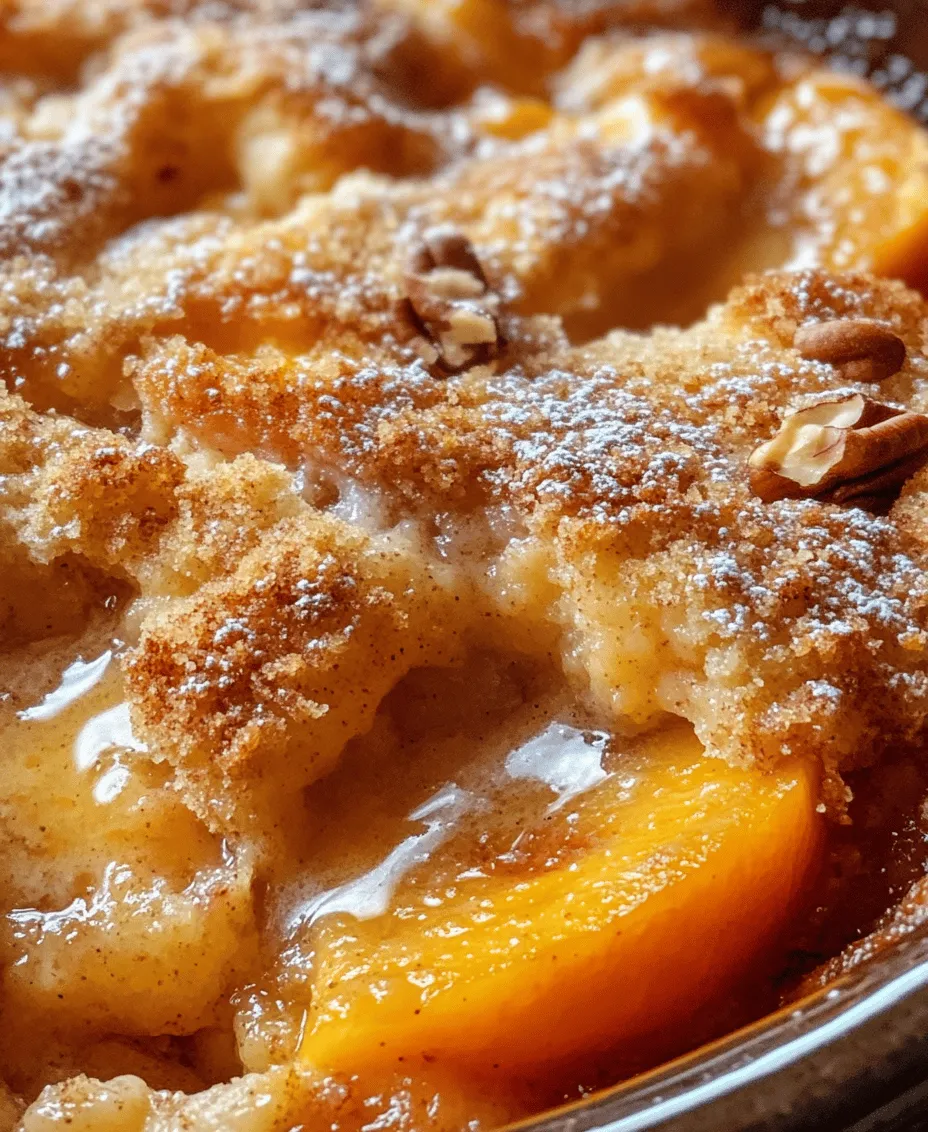 Peach cobbler is a beloved dessert that evokes a sense of nostalgia and comfort for many. Its warm, fruity filling combined with a tender, buttery crust transports us back to family gatherings, summer picnics, and cherished moments spent in the kitchen. The delightful aroma of peaches baking in the oven can instantly bring back memories of childhood, making it a dish that is both heartwarming and satisfying.