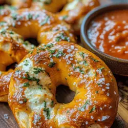 Dive into the delightful world of homemade soft pretzels with our irresistible recipe for Mozzarella Stuffed Rosemary Parmesan Soft Pretzels. These delectable snacks are not your average pretzels; they are a unique fusion of flavors that transform simple ingredients into a gourmet treat. Imagine biting into a warm, chewy pretzel enveloped with gooey mozzarella, enriched by the aromatic notes of fresh rosemary and the savory richness of Parmesan cheese. Whether you’re preparing for a casual gathering or simply wish to indulge in a comforting treat, this recipe promises to guide you through each step, ensuring your pretzels are nothing short of spectacular.