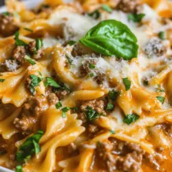 When it comes to wholesome, satisfying meals, few dishes can compete with the comforting embrace of creamy pasta. The combination of tender bowtie pasta enveloped in a rich and savory sauce, paired with flavorful ground beef, creates a dish that is not only delightful to the taste buds but also incredibly fulfilling. This Creamy Beef and Bowtie Pasta Delight is an ideal choice for busy weeknights or family gatherings, as it can be prepared quickly without compromising on flavor.