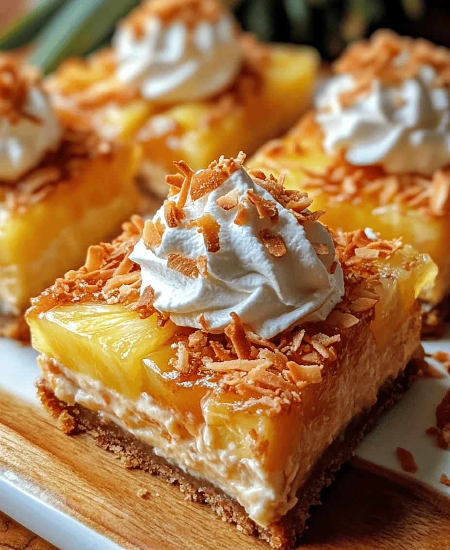 If you’re looking for a dessert that embodies the essence of summer all year round, look no further than Irresistible Pineapple Bliss Bars. These delightful treats bring together the sweet, tangy flavor of fresh pineapple with the rich, buttery undertones of a graham cracker crust, resulting in a dessert that’s not only delicious but also incredibly satisfying. Perfect for parties, picnics, or simply as a sweet treat after dinner, these bars are sure to please any crowd.