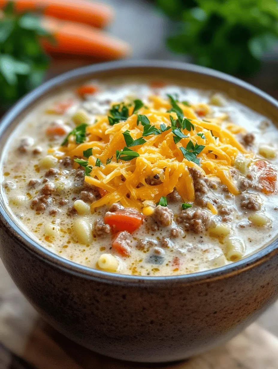 If you're searching for a meal that combines the comfort of a classic cheeseburger with the creamy goodness of macaroni and cheese, look no further than this One-Pot Macaroni Cheeseburger Soup. This delightful dish has quickly gained popularity among home cooks who crave hearty, satisfying meals without the fuss of multiple pots and pans. Perfect for busy weeknights or casual gatherings, this soup is a delicious nod to two beloved comfort foods that come together in a warm, inviting bowl.