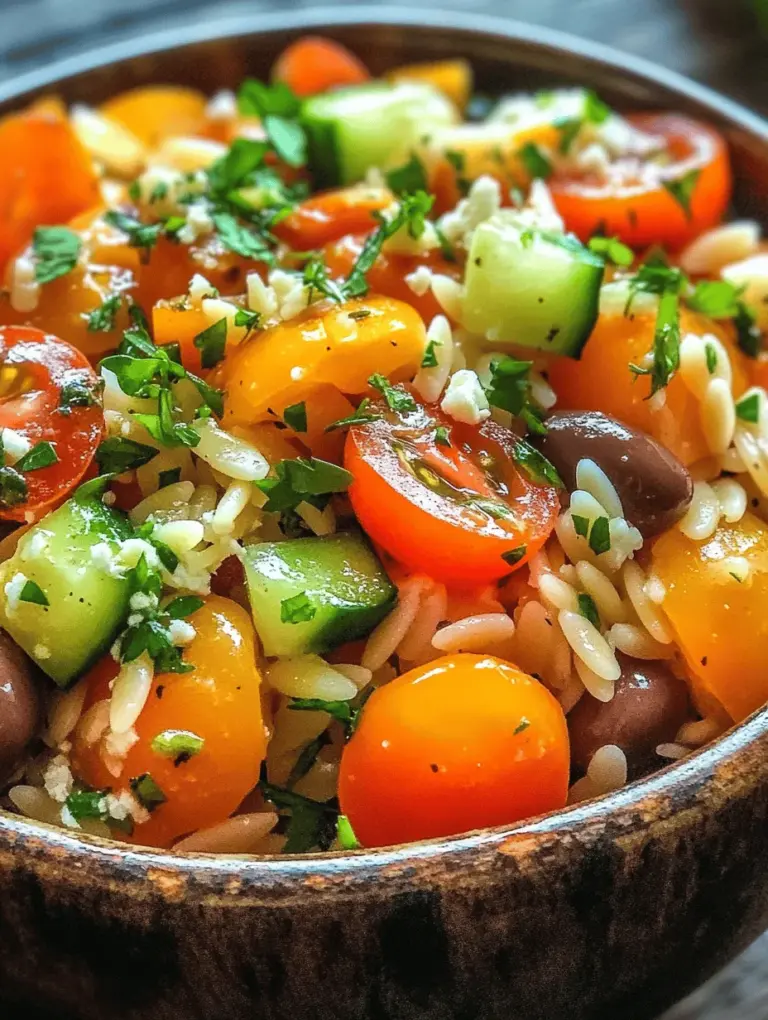 Mediterranean cuisine is celebrated for its vibrant flavors, fresh ingredients, and healthful qualities. It embodies a culinary tradition that emphasizes the use of seasonal produce, aromatic herbs, and wholesome grains, providing a delightful tapestry of textures and tastes. One dish that encapsulates this culinary ethos is the Mediterranean Orzo Pasta Salad. This salad is not only a visual feast with its colorful array of ingredients, but it also serves as a versatile dish suitable for a variety of occasions—be it a summer picnic, a family gathering, or a light weeknight dinner.