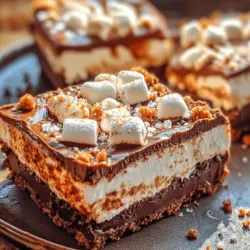 S'mores Delight Bars are a delightful twist on the classic campfire treat, combining the beloved flavors of graham crackers, chocolate, and marshmallows into a convenient, easy-to-make dessert. This recipe transforms the time-honored s'mores experience into bar form, allowing you to enjoy that nostalgic flavor without the hassle of roasting marshmallows over an open flame. Perfect for gatherings, family events, or a cozy night in, these bars are designed to please both kids and adults alike, evoking warm memories of summer nights spent around the campfire.