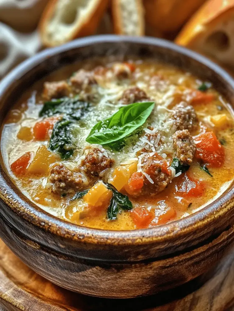 In the world of comforting soups, few can compete with the richness and warmth of a Hearty Velvety Italian Sausage Parmesan Soup. This delectable dish brings together the robust flavors of Italian sausage, the creaminess of Parmesan cheese, and the freshness of vegetables, creating a meal that is not only satisfying but also easy to prepare. This soup is a quintessential dish that embodies the essence of Italian cuisine, where high-quality ingredients come together to form a harmonious blend of flavors.