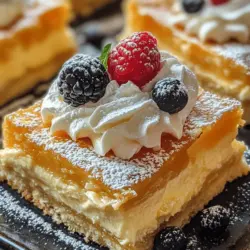 To create the perfect Vanilla Custard Cream Squares, it’s important to understand the role each ingredient plays in the overall flavor and texture of the dessert. Here’s a closer look at the base ingredients, the custard filling, and the topping components.