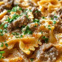 When it comes to comfort food, few dishes can compete with the creamy indulgence of Creamy Beef and Bowtie Pasta. This delightful recipe marries the robust flavors of seasoned ground beef with the playful shape of bowtie pasta, all enveloped in a rich, creamy sauce that is simply irresistible. Whether you’re rushing home after a long day at work or hosting a family gathering, this dish promises to satisfy hunger and warm the heart.