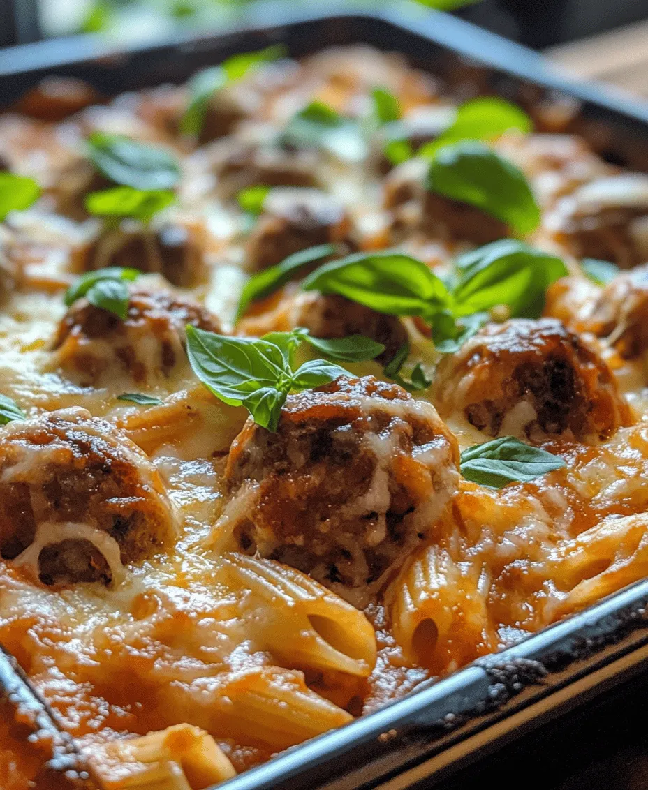 When it comes to comfort food, few dishes can rival the heartwarming allure of a casserole. Among the many delightful options, <strong></noscript>Meatball Magic Casserole</strong> stands out as a quintessential family meal that brings people together around the dinner table. This dish is not just about feeding the family; it’s about creating an experience filled with warmth, love, and delicious aromas that waft through the home.” /></p>
</p>
<h3>Assembling the Casserole</h3>
</p>
<p>Once you have prepared your meatballs and sauce, the next step is to assemble your Meatball Magic Casserole. This process is key to ensuring that all flavors meld beautifully during baking. Begin by preparing a spacious baking dish; a 9×13 inch casserole dish works perfectly for this recipe.</p>
</p>
<p>1. <strong>Layering Techniques for Optimal Flavor Distribution</strong>: Start by spreading a thin layer of sauce on the bottom of your baking dish. This not only prevents the casserole from sticking but also ensures that the flavors start to infuse from the bottom up. Next, layer half of the cooked pasta over the sauce. This base will absorb some of the sauce’s moisture, giving your dish a delightful texture.</p>
</p>
<p>2. <strong>Building Flavor</strong>: On top of the pasta, add half of your meatballs, followed by another layer of sauce. Repeat this process, layering the remaining pasta, meatballs, and finishing off with the last of the sauce. This layering technique allows every bite to contain a harmonious blend of pasta, meatballs, and sauce, ensuring that no flavor is left out.</p>
</p>
<p>3. <strong>Visual Appeal and Presentation Considerations</strong>: When it comes to casseroles, presentation can elevate the dining experience. To enhance visual appeal, make sure to leave a little bit of sauce peeking through the layers. This not only looks inviting but also signals that the dish is juicy and flavorful.</p>
</p>
<h3>Adding Cheese and Baking</h3>
</p>
<p>Now that your casserole is assembled, it’s time to introduce one of the most beloved components: cheese.</p>
</p>
<p>1. <strong>Discussing the Baking Process and Timing for Perfect Texture</strong>: Preheat your oven to 350°F (175°C). Once heated, sprinkle a generous amount of shredded mozzarella cheese over the top of your casserole. You can also mix in some grated Parmesan for an extra layer of flavor. Cover the dish with aluminum foil and bake for about 25 minutes. This initial covered baking phase allows the flavors to meld without the cheese burning.</p>
</p>
<p>2. <strong>Importance of Covering and Uncovering During Baking</strong>: After the first 25 minutes, remove the foil and allow the casserole to bake for an additional 15-20 minutes, or until the cheese is bubbly and golden. This uncovered phase is essential for achieving that perfect golden-brown crust on the cheese, giving the dish a delightful texture contrast.</p>
</p>
<h3>Garnishing and Serving</h3>
</p>
<p>Once your Meatball Magic Casserole is out of the oven, it’s time to make it visually appealing before serving.</p>
</p>
<p>1. <strong>Suggestions for Plating and Enhancing Presentation with Basil</strong>: Allow the casserole to rest for about 10 minutes before slicing into it—this helps the layers to set, making it easier to serve. For a fresh finishing touch, sprinkle chopped fresh basil or parsley on top. Not only does it add a pop of color, but it also enhances the flavor profile, bringing a fresh contrast to the richness of the cheese and meat.</p>
</p>
<h3>Nutritional Insights</h3>
</p>
<p>Understanding the nutritional value of your meal is important, especially when cooking for family or guests.</p>
</p>
<p>1. <strong>Overview of the Nutritional Value of the Casserole</strong>: This Meatball Magic Casserole is a well-rounded dish, combining protein from the meatballs, carbohydrates from the pasta, and a variety of vitamins and minerals from the sauce and optional vegetables.</p>
</p>
<p>2. <strong>Breakdown of Key Nutrients from Each Ingredient</strong>:</p>
<p>– <strong>Meatballs</strong>: Provide protein and iron.</p>
<p>– <strong>Pasta</strong>: A source of carbohydrates, which serve as energy.</p>
<p>– <strong>Tomato Sauce</strong>: Rich in vitamins A and C, as well as antioxidants.</p>
<p>– <strong>Cheese</strong>: Offers calcium and additional protein.</p>
</p>
<p>3. <strong>Discussion on Portion Control and Serving Sizes</strong>: A serving size of this casserole is typically about one cup, which provides a balanced meal. For those mindful of their calorie intake, consider serving it with a side salad or steamed vegetables to increase fiber content without significantly increasing calories.</p>
</p>
<h3>Tips for Customization</h3>
</p>
<p>One of the joys of cooking is being able to customize recipes to suit your taste or dietary needs. Here are some suggestions:</p>
</p>
<p>1. <strong>Suggestions for Ingredient Substitutions</strong>: If you have dietary restrictions or simply want to experiment, consider these substitutions:</p>
<p>– <strong>Alternative Meats</strong>: Use ground turkey or chicken for a leaner option. These alternatives can significantly reduce the fat content while maintaining the dish’s heartiness.</p>
<p>– <strong>Gluten-Free Options</strong>: Substitute gluten-free pasta and breadcrumbs to make this casserole suitable for gluten-sensitive individuals. There are many excellent gluten-free pasta shapes available today.</p>
</p>
<p>2. <strong>Vegan Adaptations for a Plant-Based Version</strong>: For a vegan twist, replace the meatballs with lentil or chickpea patties. Use nutritional yeast instead of cheese for that cheesy flavor, and ensure your pasta is egg-free.</p>
</p>
<p>3. <strong>Flavor Enhancements</strong>: Consider adding vegetables like spinach, zucchini, or bell peppers to the meatball mixture or layering them within the casserole. Fresh herbs, such as oregano or thyme, can also elevate the dish’s flavor profile.</p>
</p>
<h3>Exploring Variations of Meatball Magic Casserole</h3>
</p>
<p>This casserole is versatile and can be adapted to suit various tastes and occasions.</p>
</p>
<p>1. <strong>Regional Variations and Cultural Influences</strong>: You might explore Italian flavors by incorporating ricotta and spinach between layers, or try a Swedish-inspired version by using meatballs flavored with allspice. Each region offers unique ingredients and flavors that can enhance this classic dish.</p>
</p>
<p>2. <strong>Ideas for Seasonal Adaptations</strong>: In spring, consider adding fresh asparagus or peas for a lighter feel. During the fall, roasted butternut squash can lend a sweet, comforting flavor that pairs beautifully with the savory meatballs.</p>
</p>
<p>3. <strong>Incorporating Different Sauces or Cheese Blends for Variety</strong>: Switch up the classic tomato sauce for pesto, alfredo, or even a spicy arrabbiata sauce to create a completely different flavor profile. Experimenting with cheese blends such as cheddar or gouda can also add a delightful twist.</p>
</p>
<h3>Conclusion</h3>
</p>
<p>The Meatball Magic Casserole is more than just a meal; it’s a comforting dish that brings people together. Its layers of flavor, combined with the heartiness of the meatballs and the gooeyness of melted cheese, make it a beloved choice for family dinners and gatherings. The versatility of this recipe allows you to adapt it easily, making it suitable for different dietary preferences and seasonal ingredients.</p>
</p>
<p>As you gather around the table with loved ones, remember the joy of sharing home-cooked meals. Embrace the opportunity to experiment with the recipe, tweaking it to reflect your personal tastes and the ingredients you have on hand. Each time you make this casserole, it will become a unique creation, infused with your culinary touch. So roll up your sleeves, gather your ingredients, and let the magic of this casserole shine in your kitchen.</p>
<div id=