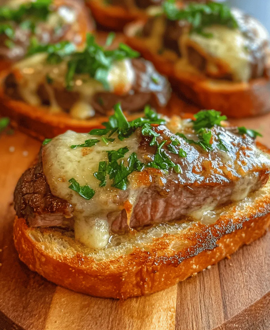 When it comes to entertaining, few appetizers can elevate a gathering quite like <strong></noscript>Gourmet Beef Tenderloin Crostini with Creamy Parmesan Sauce</strong>. This elegant dish combines the richness of tender beef with the creamy indulgence of Parmesan sauce, creating a culinary experience that is both sophisticated and satisfying. The beauty of this appetizer lies not just in its flavors, but in the quality of the ingredients and the techniques used to prepare it. High-quality beef tenderloin, a perfectly toasted baguette, and a luscious homemade sauce all come together to transform the humble crostini into a gourmet delight.” /></p>
</p>
<h3>Preparing the Beef</h3>
</p>
<p>To create the perfect Gourmet Beef Tenderloin Crostini, the foundation lies in the preparation of the beef. Begin by selecting a high-quality beef tenderloin, known for its tenderness and rich flavor.</p>
</p>
<h4>Seasoning and Searing</h4>
</p>
<p>1. <strong>Season Generously</strong>: Start by patting the beef tenderloin dry with paper towels. This step is essential to achieve a nice sear. Generously season the meat with salt and freshly ground black pepper. For an extra kick, consider adding a sprinkle of garlic powder or fresh herbs such as rosemary or thyme.</p>
</p>
<p>2. <strong>Searing</strong>: Heat a heavy-bottomed skillet or cast-iron pan over medium-high heat. Add a tablespoon of high smoke point oil, such as canola or avocado oil. Once the oil is shimmering, carefully place the seasoned beef tenderloin in the pan. Sear each side for about 3-4 minutes, or until a golden crust forms. Use tongs to rotate the beef for an even sear.</p>
</p>
<p>3. <strong>Checking Doneness</strong>: For a perfect medium-rare finish, your beef should reach an internal temperature of 130°F (54°C). You can use an instant-read meat thermometer to check this. Remember that the beef will continue to cook slightly after being removed from the heat, so aim to take it off when it’s about 5°F (3°C) below your desired doneness.</p>
</p>
<p>4. <strong>Resting the Beef</strong>: Once seared, remove the beef from the skillet and transfer it to a cutting board. Allow it to rest for at least 10 minutes before slicing. Resting is crucial as it allows the juices to redistribute throughout the meat, ensuring that each bite is juicy and flavorful.</p>
</p>
<h3>Making the Crostini</h3>
</p>
<p>Now that the beef is perfectly cooked and resting, it’s time to prepare the crostini.</p>
</p>
<h4>Toasting the Baguette</h4>
</p>
<p>1. <strong>Slice the Baguette</strong>: Using a sharp bread knife, slice a fresh baguette into ½-inch thick slices. Aim for even slices to ensure uniform toasting.</p>
</p>
<p>2. <strong>Prepare the Baking Sheet</strong>: Preheat your oven to 400°F (200°C). Arrange the baguette slices in a single layer on a baking sheet.</p>
</p>
<p>3. <strong>Toast the Bread</strong>: Brush each slice lightly with olive oil. For added flavor, infuse your olive oil with minced garlic before brushing. Toast the baguette slices in the preheated oven for about 8-10 minutes, or until they are golden brown and crispy. Keep an eye on them, as they can burn quickly.</p>
</p>
<p>4. <strong>Flavor Variations</strong>: To elevate your crostini, consider sprinkling some grated Parmesan cheese on top of the bread before toasting, or adding a dash of Italian seasoning for a delightful aroma.</p>
</p>
<h3>Creating the Creamy Parmesan Sauce</h3>
</p>
<p>A delectable creamy Parmesan sauce will take your crostini to gourmet heights.</p>
</p>
<p>1. <strong>Ingredients</strong>: Gather the ingredients: heavy cream, freshly grated Parmesan cheese, minced garlic, and a pinch of salt and pepper.</p>
</p>
<p>2. <strong>Cooking the Sauce</strong>: In a medium saucepan over medium heat, add a tablespoon of butter and allow it to melt. Add the minced garlic and sauté for about 30 seconds until fragrant, being careful not to let it brown.</p>
</p>
<p>3. <strong>Incorporating the Cream</strong>: Pour in one cup of heavy cream, stirring continuously. Bring the mixture to a gentle simmer. Gradually whisk in the grated Parmesan cheese, allowing it to melt completely. Continue to stir until the sauce thickens slightly. Season with salt and pepper to taste.</p>
</p>
<p>4. <strong>Avoiding Common Pitfalls</strong>: When making creamy sauces, avoid overheating the cream as it can cause separation. Additionally, make sure to use freshly grated cheese, as pre-grated varieties contain anti-caking agents that can affect the sauce’s smoothness.</p>
</p>
<h3>Assembling the Crostini</h3>
</p>
<p>With all components ready, it’s time to assemble your Gourmet Beef Tenderloin Crostini.</p>
</p>
<p>1. <strong>Slicing the Beef</strong>: After resting, slice the beef tenderloin against the grain into thin slices, about ¼-inch thick. This method ensures tenderness in each bite.</p>
</p>
<p>2. <strong>Layering on Crostini</strong>: Take a toasted baguette slice and layer a slice of beef on top. Use a spoon to drizzle a generous amount of the creamy Parmesan sauce over the beef.</p>
</p>
<p>3. <strong>Presentation Tips</strong>: For a beautiful presentation, arrange the crostini on a large platter. Consider using a sprinkle of fresh chopped parsley or microgreens on top for a pop of color. Additionally, drizzling a balsamic reduction can add both flavor and aesthetic appeal.</p>
</p>
<h3>Garnishing and Serving</h3>
</p>
<p>Garnishing is vital for enhancing both the visual appeal and flavor of your crostini.</p>
</p>
<h4>Importance of Garnishing</h4>
</p>
<p>1. <strong>Visual Appeal</strong>: A sprinkle of finely chopped fresh herbs, such as chives or basil, can elevate the dish’s appearance. Not only does this add color, but it also contributes a fresh flavor that complements the richness of the beef and sauce.</p>
</p>
<p>2. <strong>Flavor Enhancement</strong>: Adding a light sprinkle of freshly cracked black pepper or a few flakes of sea salt can enhance the overall flavor profile.</p>
</p>
<h4>Best Serving Practices</h4>
</p>
<p>1. <strong>Serving Temperature</strong>: Serve the crostini immediately after assembling to ensure the toasted bread remains crispy and warm, while the beef and sauce are still at a pleasant temperature.</p>
</p>
<p>2. <strong>Keeping Warm</strong>: If preparing in advance, consider warming the beef slices briefly in the oven before assembling to maintain warmth without overcooking.</p>
</p>
<h3>Pairing Suggestions for Gourmet Beef Tenderloin Crostini</h3>
</p>
<p>To create a complete dining experience, pairing your crostini with the right beverages and side dishes is key.</p>
</p>
<h4>Recommended Wines and Beverages</h4>
</p>
<p>1. <strong>Wine Pairing</strong>: A full-bodied red wine, such as Cabernet Sauvignon or Merlot, pairs beautifully with the richness of the beef tenderloin. For white wine enthusiasts, a buttery Chardonnay complements the creamy Parmesan sauce.</p>
</p>
<p>2. <strong>Alternative Beverages</strong>: If you prefer non-alcoholic options, consider serving sparkling water with a slice of lemon or a robust iced tea.</p>
</p>
<h4>Side Dishes or Salads</h4>
</p>
<p>1. <strong>Salads</strong>: A light arugula salad with a lemon vinaigrette provides a refreshing contrast to the richness of the crostini. Alternatively, a classic Caesar salad can echo the flavors of Parmesan in the sauce.</p>
</p>
<p>2. <strong>Sides</strong>: For a heartier meal, serve alongside roasted vegetables or a creamy potato gratin to balance the dish.</p>
</p>
<h3>Culinary Variations and Customizations</h3>
</p>
<p>Exploring different toppings and sauces can personalize your crostini experience while maintaining a gourmet theme.</p>
</p>
<p>1. <strong>Alternative Toppings</strong>: Consider using sautéed mushrooms or caramelized onions as additional toppings. These ingredients add depth and complexity to the flavor.</p>
</p>
<p>2. <strong>Vegetarian or Seafood Versions</strong>: For a vegetarian option, replace the beef with grilled vegetables or marinated artichokes, topped with the creamy Parmesan sauce. For seafood lovers, shrimp or crab meat can be used as a luxurious alternative.</p>
</p>
<h3>Conclusion</h3>
</p>
<p>The journey from selecting high-quality ingredients to assembling your Gourmet Beef Tenderloin Crostini is a rewarding culinary adventure. This dish not only showcases the elegance of beef tenderloin but also highlights the versatility of crostini as a canvas for creativity. By following these detailed steps and tips, you can create an impressive appetizer that will undoubtedly wow your guests.</p>
</p>
<p>As you delve into the world of gourmet cooking, remember to embrace the process, experiment with flavors, and savor the satisfaction of crafting something extraordinary in your kitchen. Whether you’re hosting a dinner party or enjoying a quiet night in, these crostini will elevate any occasion, inviting everyone to indulge in the joys of good food and great company.</p>
<div id=