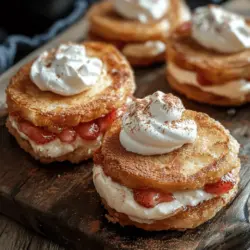 Fried Strawberry Cheesecake Sandwiches are a delightful fusion of classic flavors that elevate dessert to a whole new level. Imagine biting into a crisp, golden exterior only to be met with a luscious, creamy cheesecake filling infused with fresh strawberries. This recipe encapsulates the essence of indulgence, making it irresistible to dessert lovers everywhere. Perfect for gatherings, special occasions, or simply a sweet treat after a long day, these sandwiches are sure to impress both family and friends alike.