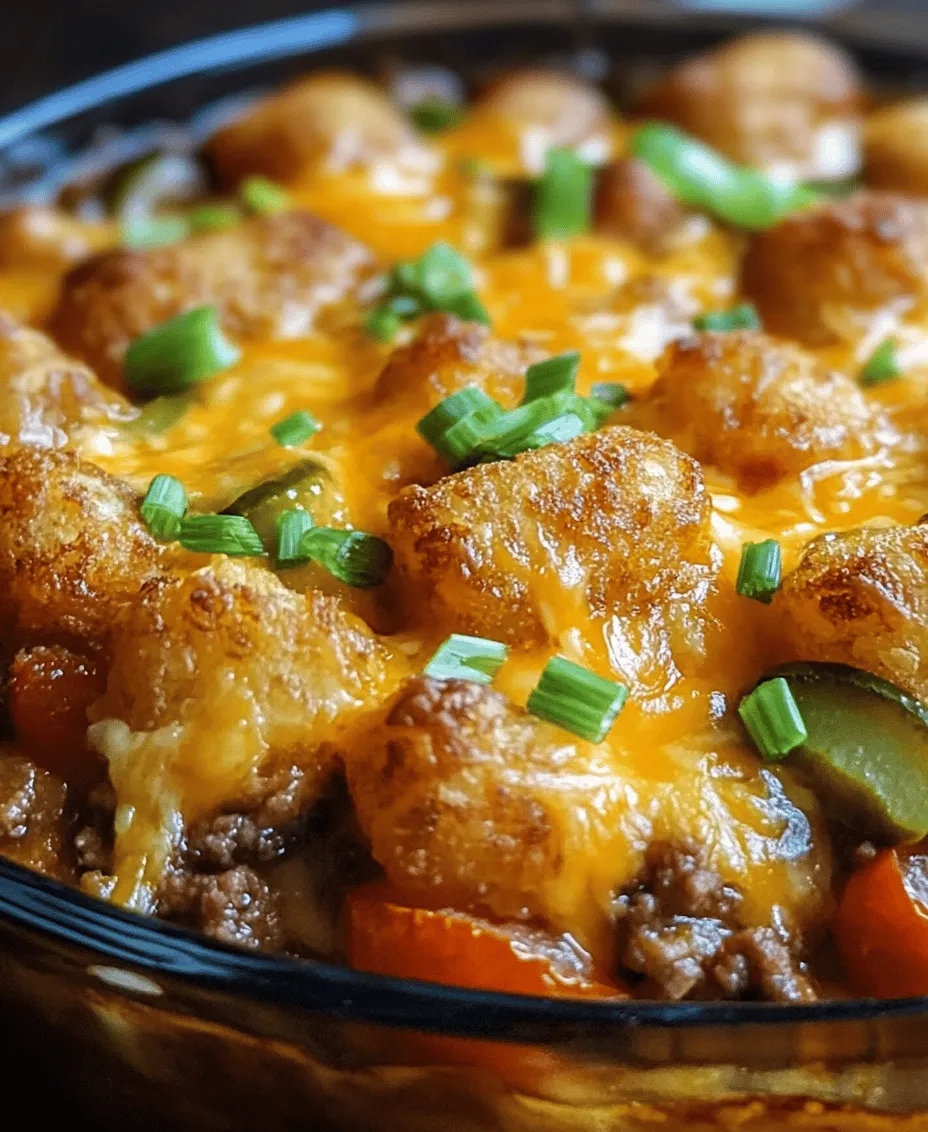 Understanding the comfort of a hearty meal, the Ultimate Cheeseburger Tater Tot Casserole embodies the fusion of classic flavors and modern convenience. This dish marries the beloved cheeseburger with the crispy, fun texture of tater tots, creating a casserole that not only satisfies hunger but also brings nostalgia with every bite. The combination of savory ground beef, rich cheese, and crispy tater tots makes this casserole a crowd-pleaser for both kids and adults alike. In this detailed guide, we will explore the essential ingredients, preparation steps, and the unique appeal of this delightful dish. Whether you're hosting a casual gathering or simply looking for a family-friendly meal that can be whipped up in no time, this casserole is sure to impress.