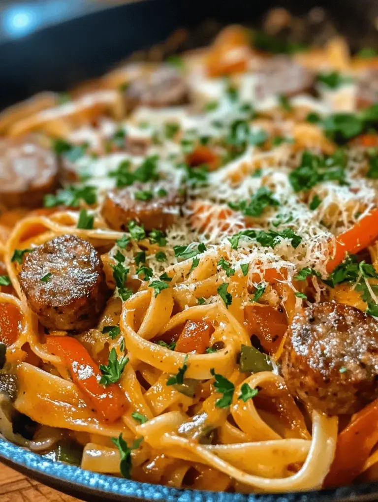 If you're looking for a dish that beautifully melds the rich flavors of Cajun cuisine with the comforting essence of pasta, look no further than Creamy Alfredo Cajun Sausage Pasta with Peppers. This dish is a vibrant celebration of taste and texture, combining the hearty satisfaction of fettuccine with the spicy kick of Cajun sausage and the creamy decadence of Alfredo sauce. It's a perfect meal for both Cajun food aficionados and pasta lovers alike.