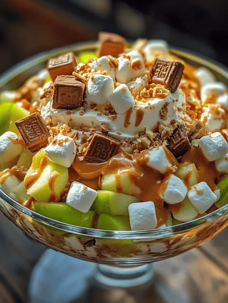 If you're looking for a dessert that tantalizes the taste buds while offering a delightful crunch, look no further than the Snickers Apple Delight Salad. This playful twist on a classic fruit salad is not only delicious but also incredibly easy to prepare, making it a perfect addition to any gathering or potluck. The combination of sweet Snickers bars, crisp apples, and fluffy whipped topping creates a symphony of flavors and textures that will leave your guests clamoring for more.