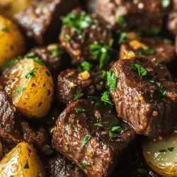 Discover the ultimate comfort food with our Slow Cooker Garlic Butter Beef Bites & Potatoes recipe. This dish combines tender beef sirloin, creamy baby potatoes, and aromatic garlic in a rich butter sauce, creating a meal that is both satisfying and easy to prepare. Perfect for busy weeknights or leisurely weekends, this slow cooker recipe allows you to set it and forget it, filling your home with delicious aromas that beckon from the kitchen.