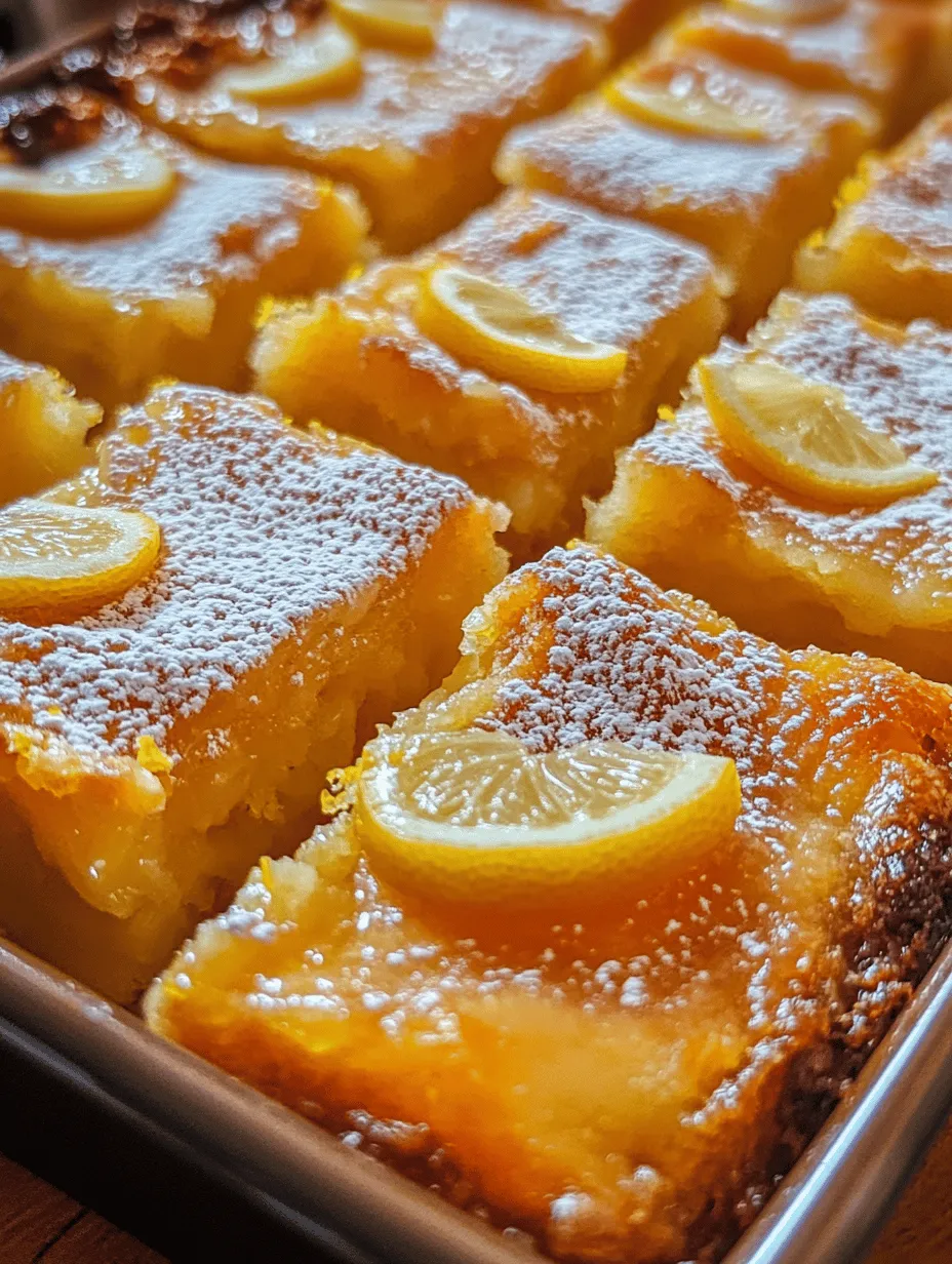 Lemon bars are a quintessential dessert that embodies the perfect blend of sweet and tart, making them a beloved choice for dessert lovers everywhere. Their bright, sunny flavor profile captivates the palate and evokes the warmth of sunny days, turning any occasion into a celebration. Whether served at a summer picnic, a birthday party, or a cozy afternoon gathering, these delightful treats offer a refreshing burst of citrus that is hard to resist.