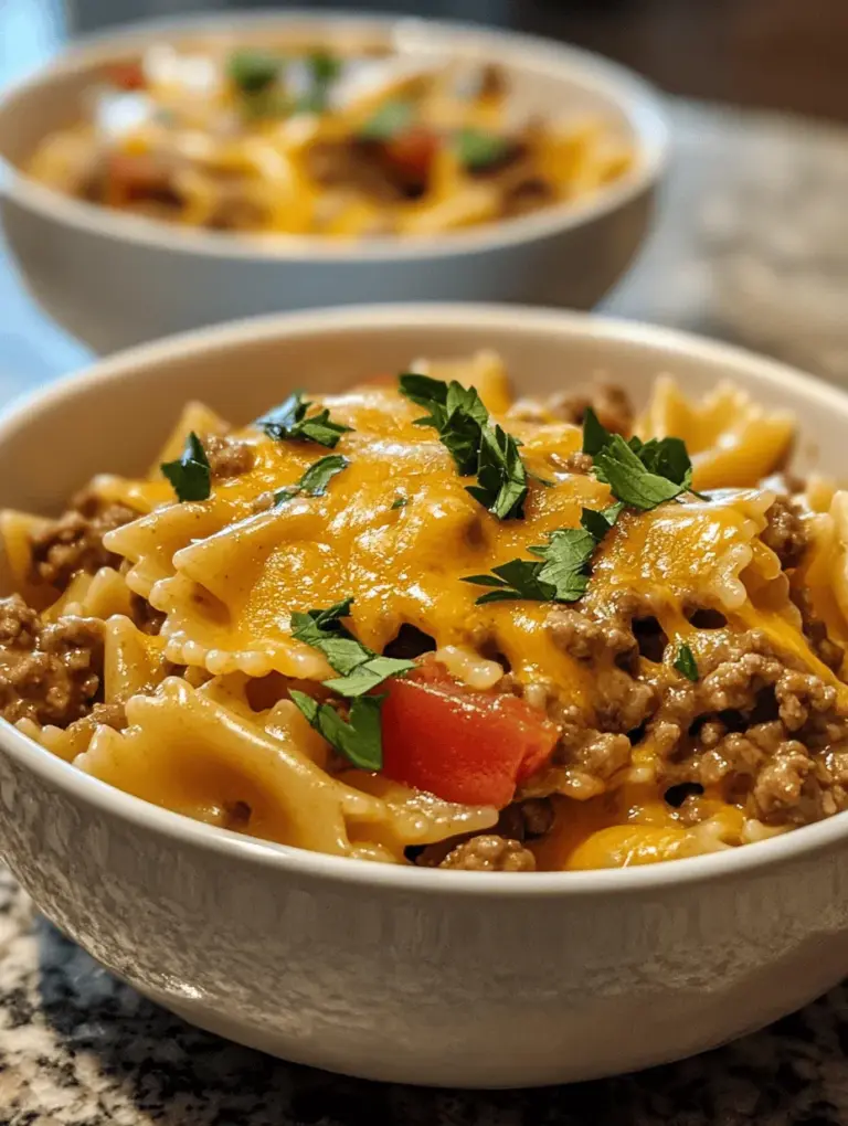 When it comes to preparing a meal that the whole family will love, few dishes can compete with the creamy indulgence of Creamy Velveeta Beef Bowtie Delight. This dish combines the rich, velvety texture of Velveeta cheese with savory ground beef and perfectly cooked bowtie pasta, creating a comforting meal that is not only delicious but also incredibly satisfying. Ideal for busy weeknights, this recipe can be whipped up in no time, making it a go-to choice for families looking to enjoy a hearty dinner together.