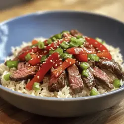 The Beef and Pepper Rice Bowl with a Zesty Twist is a delightful dish that brings together tender beef, vibrant bell peppers, and fluffy jasmine rice, all harmonized with a medley of savory sauces. This recipe is more than just a meal; it's an experience that tantalizes the taste buds and fills the senses. With its colorful presentation and rich flavors, it's a perfect choice for family dinners, casual gatherings, or even meal prep for busy weekdays.