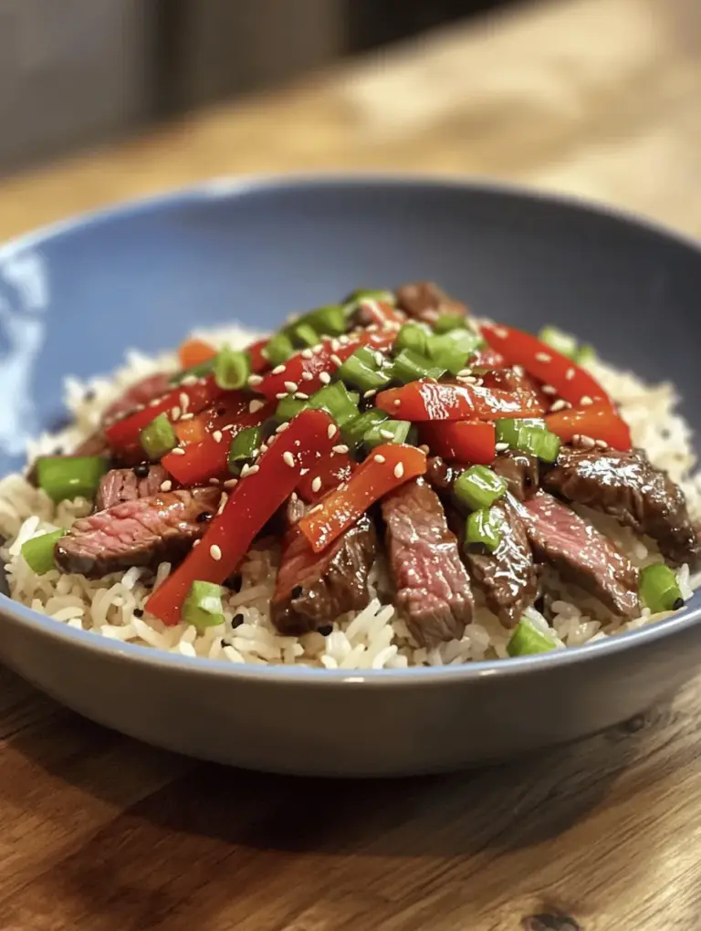 The Beef and Pepper Rice Bowl with a Zesty Twist is a delightful dish that brings together tender beef, vibrant bell peppers, and fluffy jasmine rice, all harmonized with a medley of savory sauces. This recipe is more than just a meal; it's an experience that tantalizes the taste buds and fills the senses. With its colorful presentation and rich flavors, it's a perfect choice for family dinners, casual gatherings, or even meal prep for busy weekdays.