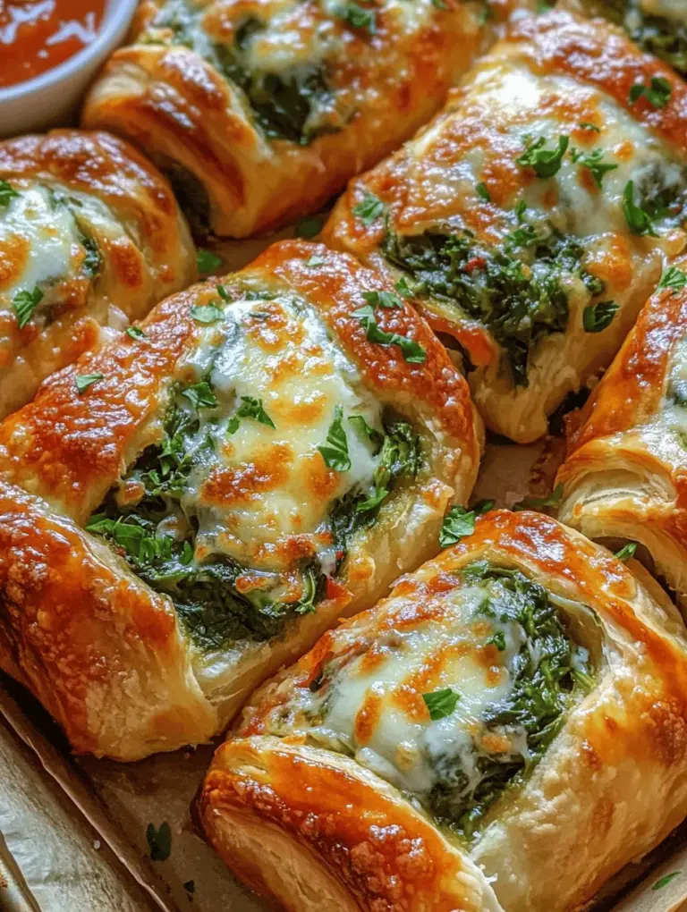 In the realm of savory pastry dishes, few creations can match the sheer delight of Spinach and Ricotta Rolls. This exquisite recipe merges the rich, creamy textures of ricotta cheese with the earthy freshness of spinach, all enveloped in a flaky, buttery puff pastry. Not only is this dish a feast for the senses, but it also impresses with its versatility, serving wonderfully as an appetizer at gatherings or as a hearty main course for any meal.