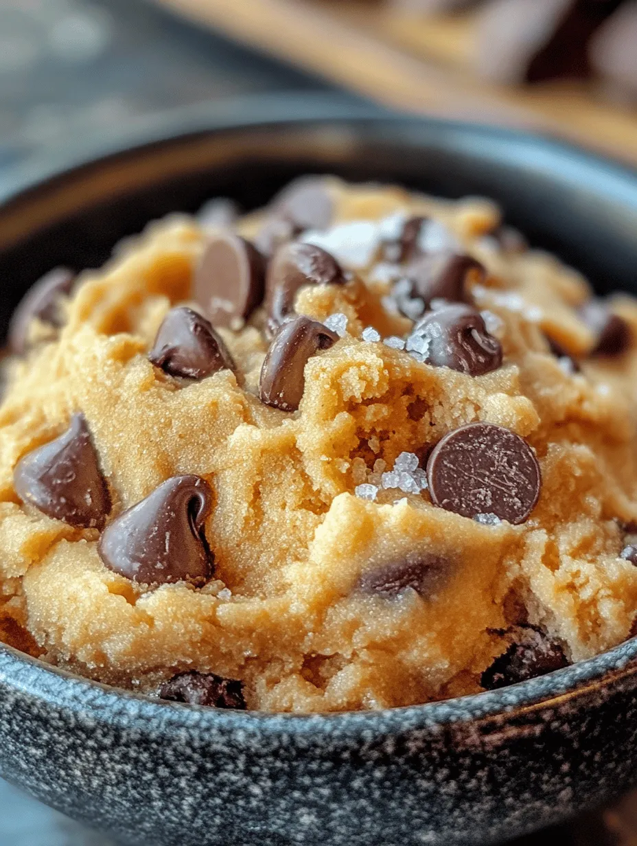 In the realm of indulgent treats, few things can rival the joy of cookie dough. The rich, sweet flavor and the delightful texture evoke nostalgia for many who recall sneaking spoonfuls of dough from the mixing bowl as children. However, traditional cookie dough poses a risk due to raw eggs and untreated flour, making it unsafe to consume. This is where the Single Serve Edible Chocolate Chip Cookie Dough Delight comes to the rescue. This recipe is the perfect solution for those late-night cravings or when you want to enjoy a sweet bite without the commitment of baking a whole batch.