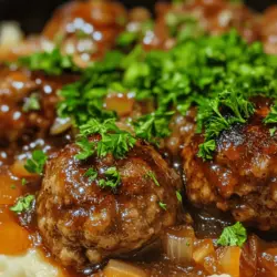 In the realm of comforting dinners, few dishes evoke the sense of warmth and nostalgia quite like Salisbury steak. This classic meal, often associated with hearty family dinners, takes a delightful twist in the form of Savory Slow Cooker Salisbury Steak Meatballs. Perfect for busy weeknights or cozy gatherings, this recipe offers a delicious and hassle-free solution to your meal planning woes. Imagine juicy meatballs simmering gently in a rich gravy, infused with the deep flavors of beef broth, Worcestershire sauce, and mushrooms, filling your home with an irresistible aroma that beckons everyone to the table.