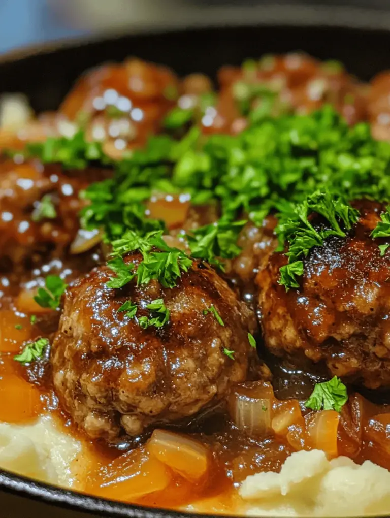 In the realm of comforting dinners, few dishes evoke the sense of warmth and nostalgia quite like Salisbury steak. This classic meal, often associated with hearty family dinners, takes a delightful twist in the form of Savory Slow Cooker Salisbury Steak Meatballs. Perfect for busy weeknights or cozy gatherings, this recipe offers a delicious and hassle-free solution to your meal planning woes. Imagine juicy meatballs simmering gently in a rich gravy, infused with the deep flavors of beef broth, Worcestershire sauce, and mushrooms, filling your home with an irresistible aroma that beckons everyone to the table.