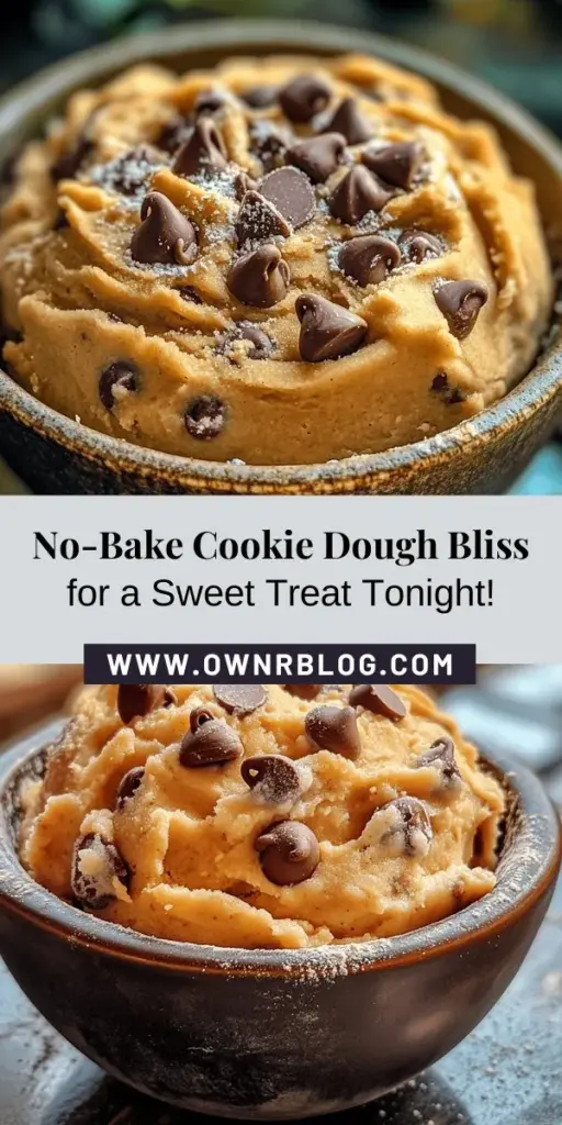 Dive into the world of No-Bake Cookie Dough Bliss, where you can enjoy a safe, delicious treat without the hassle of baking! This easy recipe features heat-treated flour and is perfect for customizing with your favorite flavors and mix-ins. Ideal for busy days or spontaneous gatherings, this no-bake dessert captures a nostalgic taste that's loved by all. Treat yourself to the joy of cookie dough today! #NoBakeDesserts #EdibleCookieDough #SweetTreats #CookieDoughBliss #DessertLovers