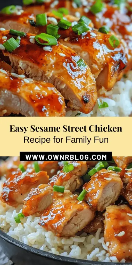 Experience the joy of cooking with this delightful Sesame Street Chicken recipe, perfect for family dinners and gatherings. This savory dish features juicy chicken thighs coated in a crispy exterior, combined with a rich sauce of garlic, ginger, soy sauce, and honey for the ultimate flavor explosion. Easy to prepare and full of nutrition, it's a comforting meal that brings loved ones together. Discover the magic of this beloved dish! #SesameStreetChicken #ComfortFood #FamilyRecipes #EasyCooking #AsianCuisine #CookingWithKids #FoodieFun