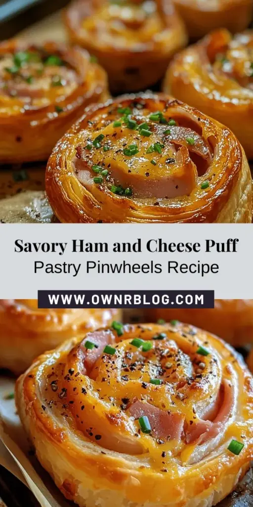 Indulge in the savory goodness of ham and cheese puff pastry pinwheels! These delightful snacks are perfect for any gathering, boasting a crispy, flaky texture and a delicious blend of flavors. Easy to prepare with just a few ingredients, they're ideal for both novice and experienced cooks. Customize them to suit your palate and serve them warm or at room temperature. Get ready to impress your guests! #HamAndCheese #PuffPastry #EasyAppetizers #SnackTime #HomemadeTreats