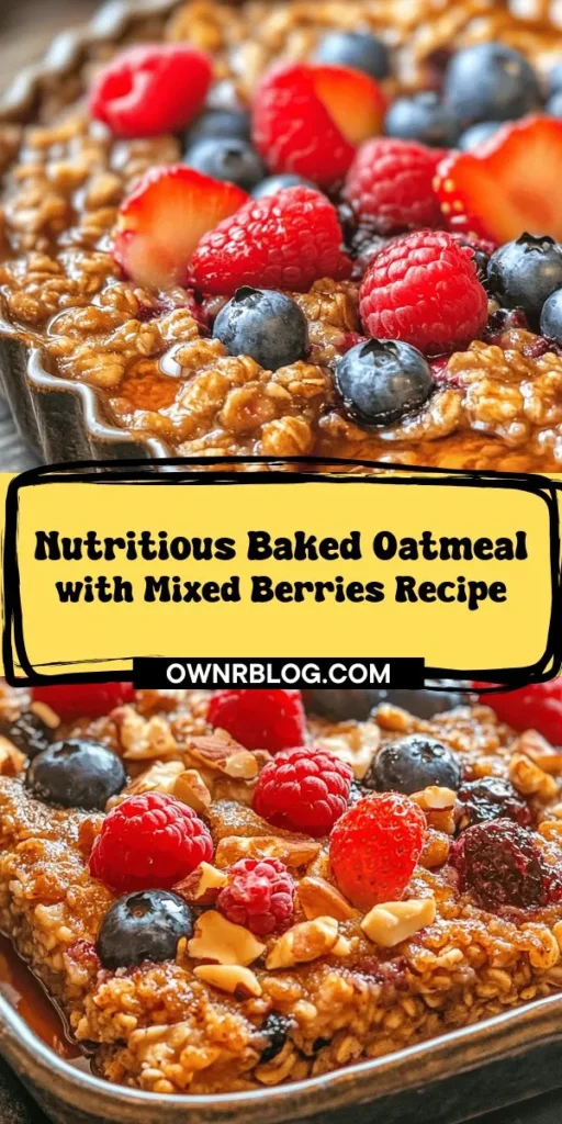 Start your day with a warm and nutritious twist on breakfast: Baked Oatmeal with Mixed Berries! This easy recipe combines rolled oats and delicious berries for a cake-like texture that's satisfying for kids and adults alike. Packed with fiber and antioxidants, it's perfect for meal prep and can be enjoyed warm or cold. Customize it with your favorite toppings for a delightful breakfast or snack. Give it a try! #BakedOatmeal #HealthyBreakfast #MealPrep #MixedBerries #CleanEating #NutritiousMeals