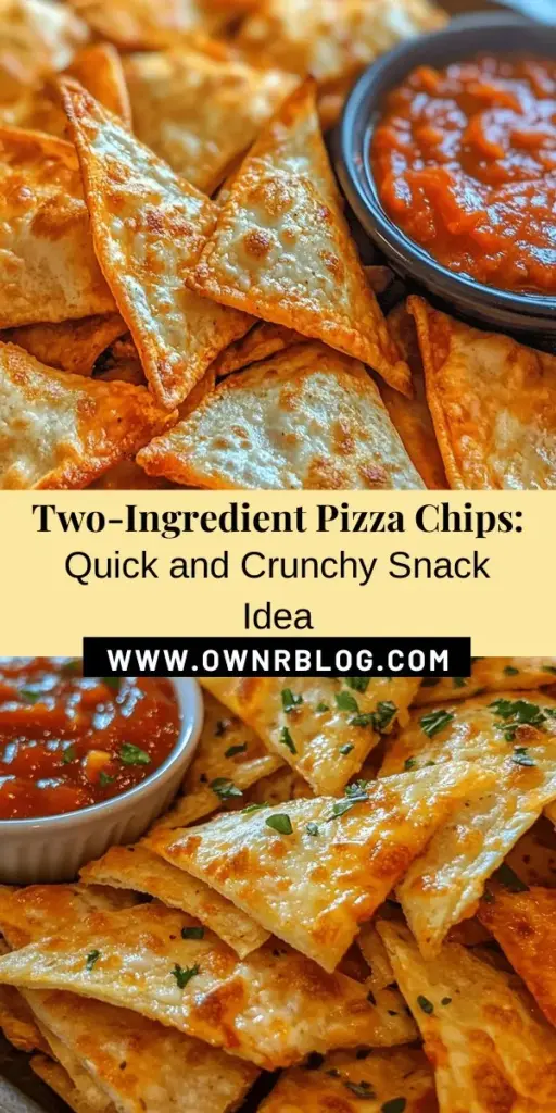 Create a tasty and fun snack with just two ingredients: tortillas and pizza sauce! In under 15 minutes, whip up crispy pizza chips that are perfect for any occasion. Customizable, easy to make, and a healthier alternative to store-bought snacks, these chips deliver all the beloved flavors of pizza in a crunchy form. Elevate your snack game today! #PizzaChips #HomemadeSnacks #CrispyDelight #EasyRecipes #SnackTime #FoodieIdeas #QuickTreats #HealthySnacking