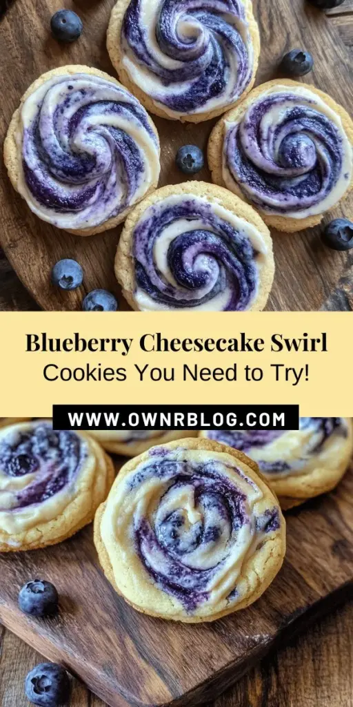 Discover the mouthwatering delight of Blueberry Cheesecake Swirl Cookies! These cookies perfectly blend the creamy richness of cheesecake with the vibrant burst of fresh blueberries, all housed in a soft and chewy cookie. Ideal for any occasion, whether it's a cozy night in or a festive gathering, these treats are sure to impress. Try this innovative twist on a classic favorite today! #BlueberryCheesecake #Cookies #Baking #Dessert #SweetTreats #Yummy