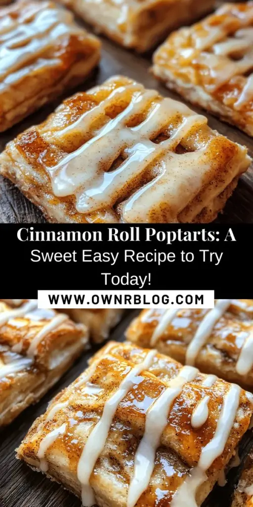 Indulge in the delightful simplicity of homemade Cinnamon Roll Poptarts! This easy recipe combines the classic flavors of cinnamon rolls with the convenience of poptarts, creating an irresistible treat for breakfast or dessert. With a flaky crust, gooey cinnamon filling, and a sweet glaze, these pastries are sure to become a family favorite. Get creative with fillings and toppings for a personalized touch! #CinnamonRollPoptarts #HomemadeTreats #BakingFun #SweetTooth #EasyRecipes