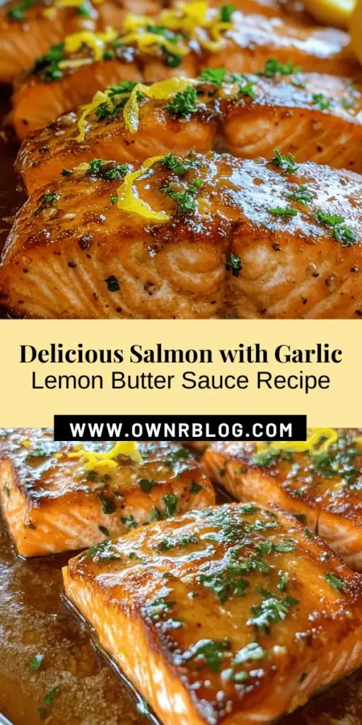 Get ready to elevate your dinner with this Salmon with Garlic Lemon Butter Sauce recipe! Packed with nutrients and bursting with flavor, salmon is a healthy choice that’s easy to prepare. The zesty garlic and lemon butter sauce adds a rich, savory touch, making this dish perfect for any occasion. Serve it with your favorite sides for a complete meal. Dive into mouthwatering flavors and enjoy the health benefits of this superfood! #Salmon #HealthyEating #DinnerIdeas #GarlicLemonButter #SeafoodRecipes #Nutrition #EasyRecipes #MealPrep