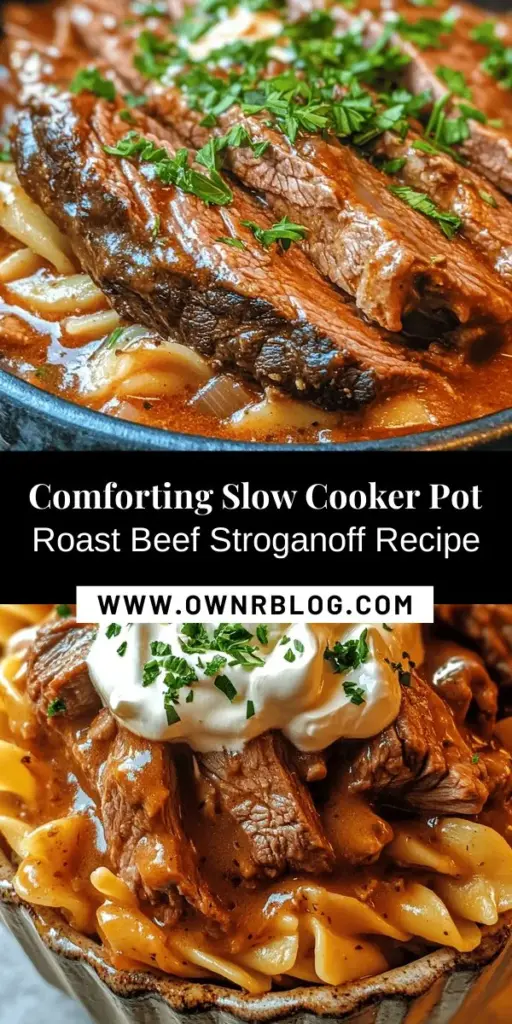 Indulge in the comforting delight of Savory Slow Cooker Pot Roast Beef Stroganoff! This hearty dish combines tender beef chuck roast, earthy baby bella mushrooms, and a creamy sauce that melts in your mouth. Perfect for busy nights, just sear, layer, and let the slow cooker work its magic. Serve it over egg noodles or rice for a satisfying meal the whole family will love. Explore this delicious recipe today! #PotRoast #BeefStroganoff #SlowCookerRecipes #ComfortFood #FamilyDinner #HomeCooking #RecipeIdeas