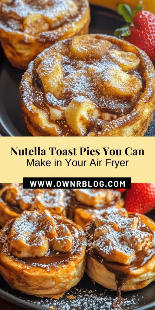 Discover the magic of air frying with these delicious Nutella toast pies! Perfect for a quick snack or a sweet treat, these pies combine rich Nutella with creamy cream cheese for an indulgent filling. With minimal prep and only a few ingredients, anyone can whip up this delightful dessert. Ideal for both kids and adults, these crispy, gooey pastries are a must-try! Dive into the recipe and bring a little sweetness to your day! #NutellaPies #AirFryerRecipes #EasyDesserts #QuickSnacks #YummyTreats