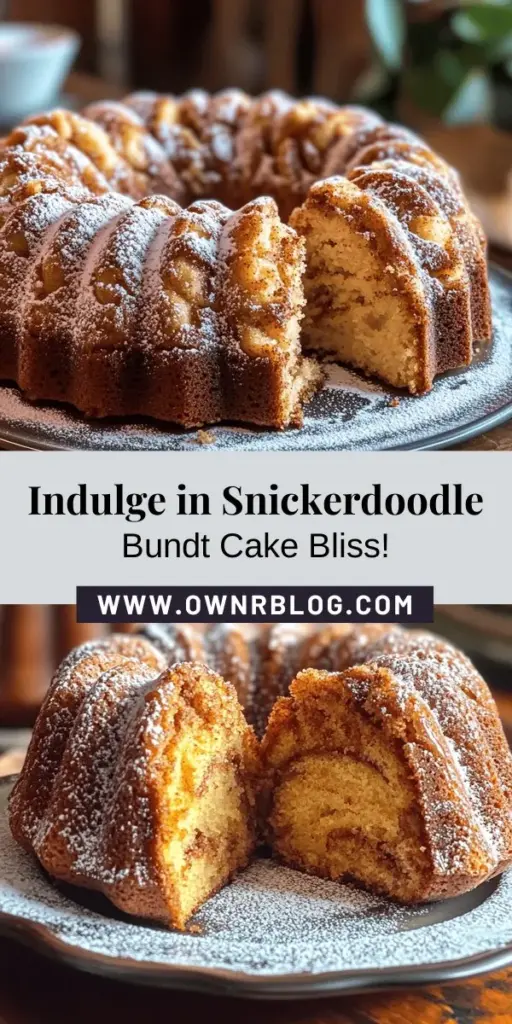 Indulge in the sweet, buttery flavors of a classic cookie with our Snickerdoodle Bundt Cake recipe! This moist and fluffy cake captures the essence of snickerdoodle cookies, featuring a delightful swirl of cinnamon and sugar. Perfect for family gatherings or a cozy treat at home, this cake is easy to make and packed with nostalgia. Get ready to impress everyone with your baking skills! #SnickerdoodleCake #Baking #Dessert #Yummy #BundtCake #Recipe #Homemade #SweetTreats