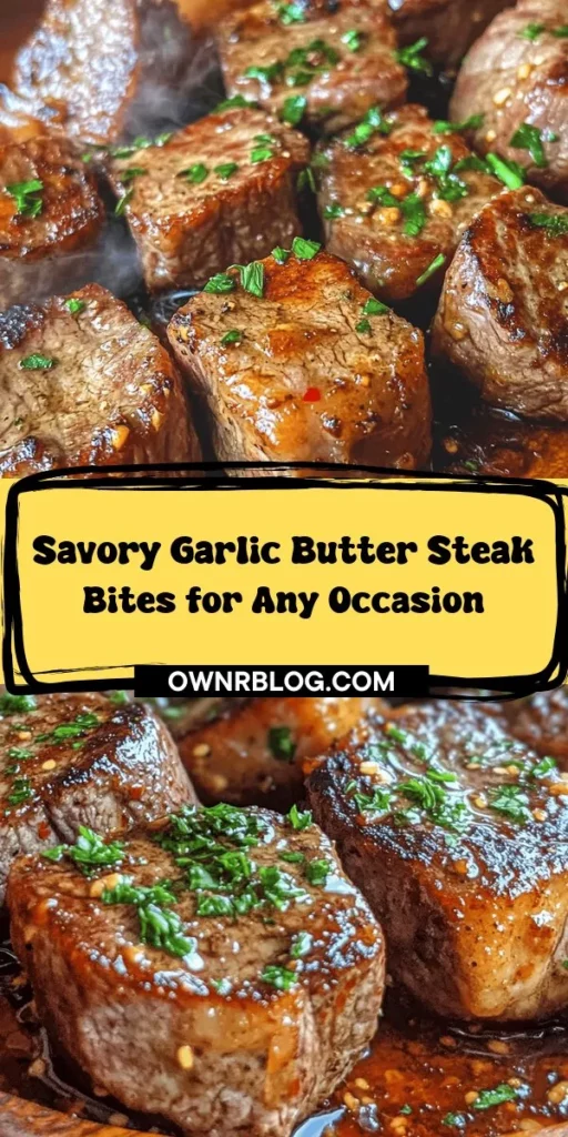 Indulge in the irresistible flavor of Garlic Butter Steak Bites! This simple yet elegant dish has become a favorite for casual dinners and special occasions alike. Tender steak coated in rich garlic butter offers a satisfying bite that's perfect as an appetizer or main course. With easy preparation and quick cooking time, you can impress your guests or enjoy a delicious weeknight meal. Try this recipe and elevate your dining experience! #SteakBites #GarlicButter #EasyRecipes #FoodieFavorites #DinnerIdeas #YummyFood