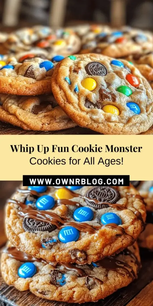 Dive into the fun and whimsical world of Cookie Monster Cookies! These colorful treats, packed with crunchy crushed Oreos and blue M&M's, are perfect for baking with the whole family. Their chewy texture and chocolaty flavor make every bite a delight. Whether for birthdays, holidays, or just because, these cookies will bring smiles to your kitchen. Get ready to bake joy! #CookieMonsterCookies #BakingFun #DessertRecipe #FamilyBaking #SweetTreats #CookieRecipe