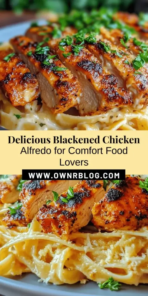 Discover the incredible flavors of Blackened Chicken Alfredo, a deliciously creamy dish that brings comfort food to a whole new level! This recipe combines smoky, blackened chicken with rich Alfredo sauce over fettuccine, making it perfect for any occasion, whether it's a weeknight dinner or a special gathering. Easy to prepare and full of flavor, it’s a dish everyone will love! #BlackenedChicken #AlfredoPasta #ComfortFood #SouthernCuisine #PastaLovers #CookingAtHome #DeliciousDinner